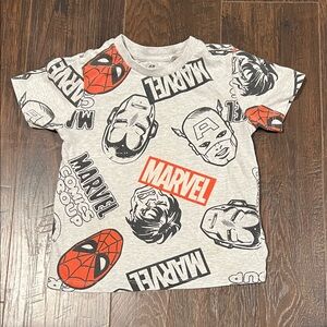 H&M Kids Gray Marvel Graphic Tee with Red Logo